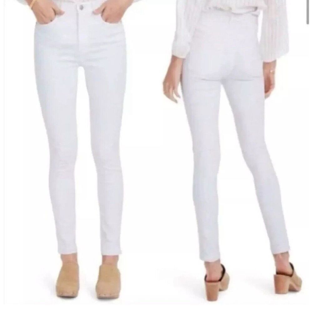 Madewell 10" High-Rise Skinny Jeans Pants Solid White Size 37P Women's Plus Size